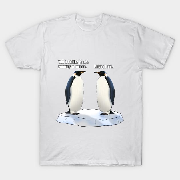 Penguin Tuxedo Joke T-Shirt by Trystonoga